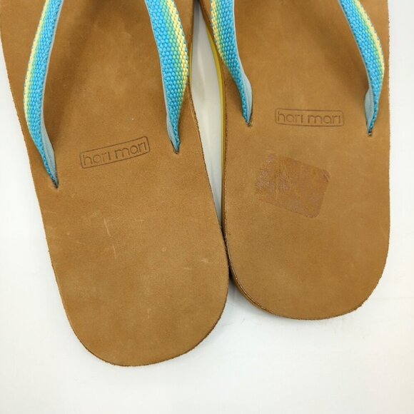 Hari Mari Scouts Breeze‎ Flip Flop Sandals Thongs Beach Aqua Yellow Women's 10 - Picture 7 of 7